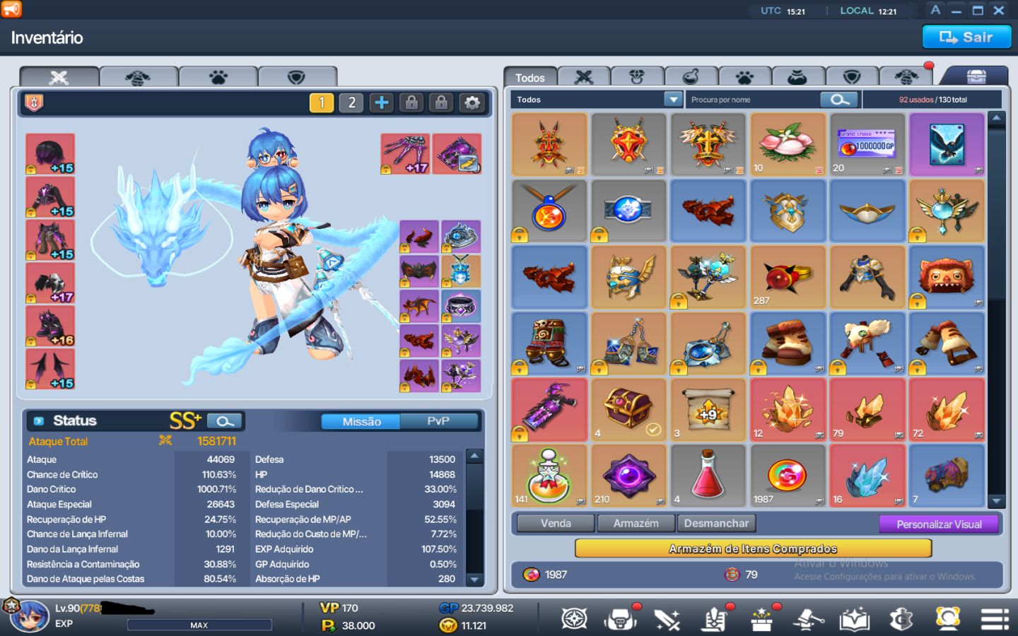 Conta CLV 778 | Zero 8,1KK | 21 personagens 1KK+ 4 800k+ | Maioria com SR