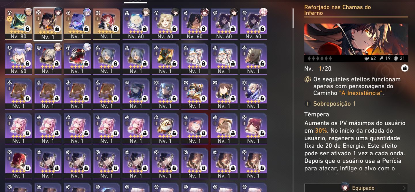 Conta star rail com: LOBA N999+ARMA+YAO GUANG+MORTENAX BLADE+ARMA..entre outros