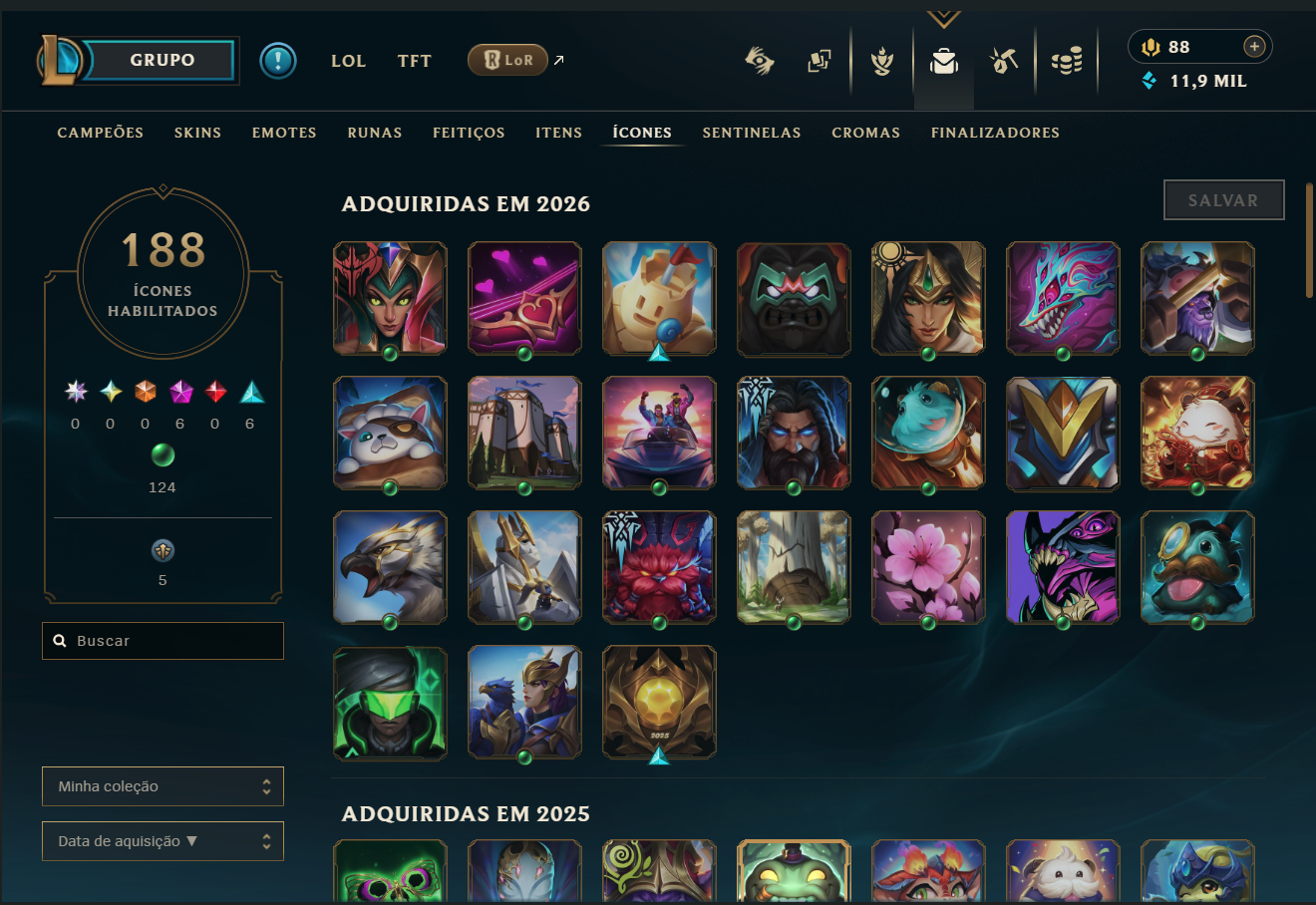 Conta Full Acesso LoL - 168 CH | 122 SKINS | HONRA 5 | TFT SKINS | 443K TK