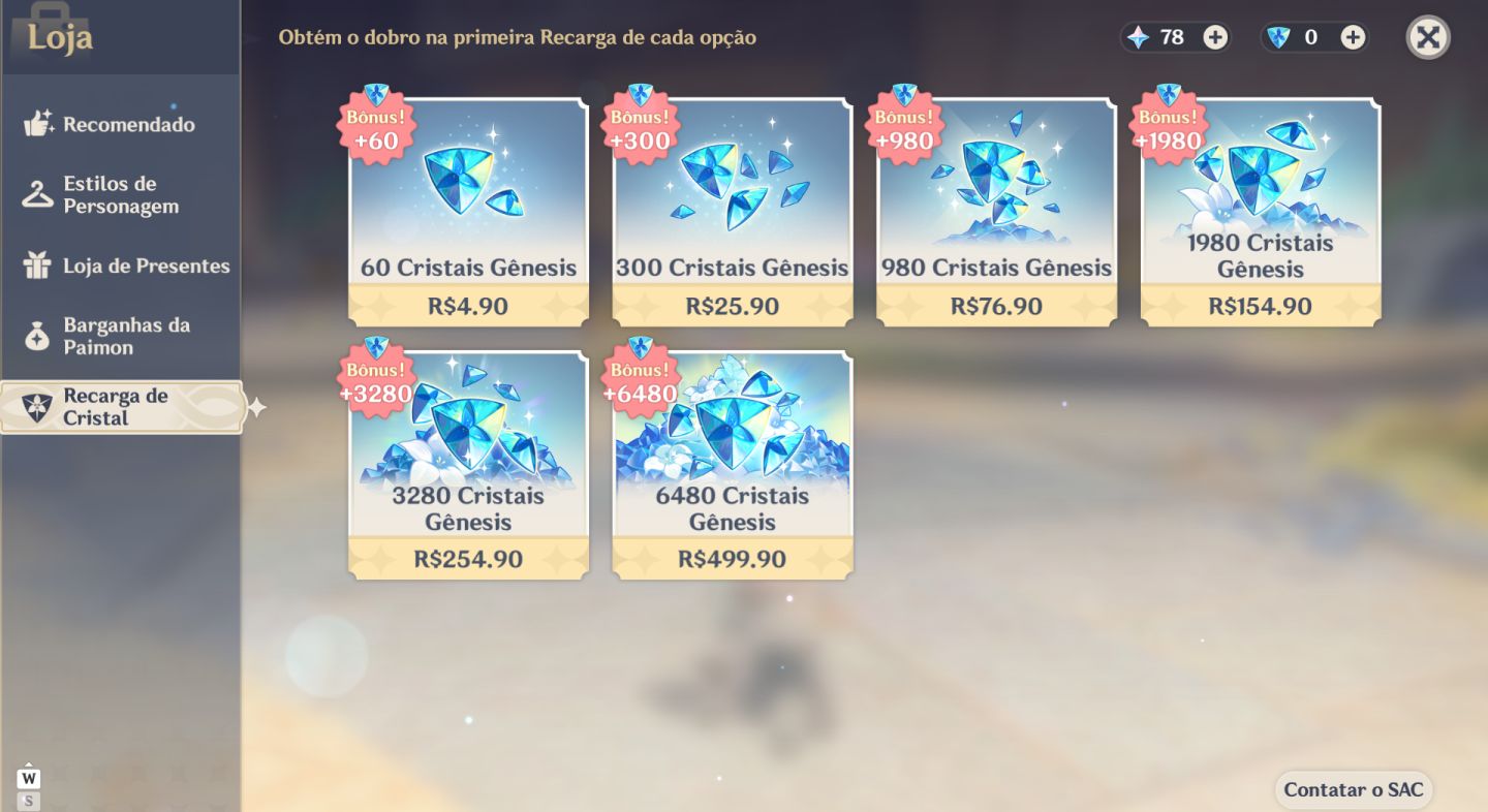 (PROMOÇÃO) CONTA GENSHIN 43 CHAR 5 STAR | 31 ARMASS | AR 60 IMPERDÍVEL