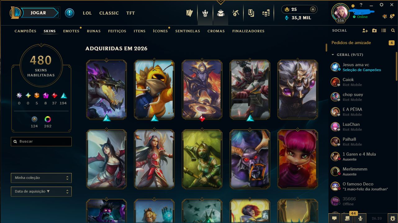 CONTA LEAGUE OF LEGENDS ESMERALDA 1 / 480 SKINS