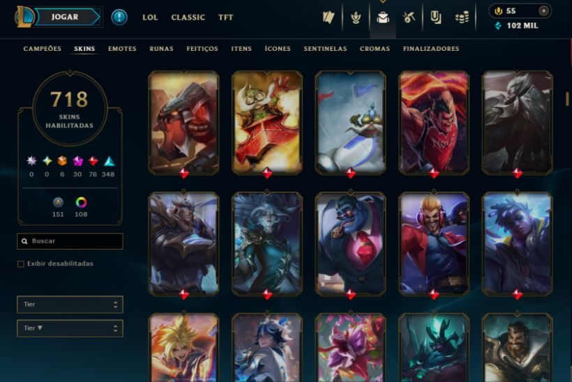 CONTA LOL DIAMANTE IV - EX MESTRE - 718 SKINS + DADOS DE REC - 100% SEGURA