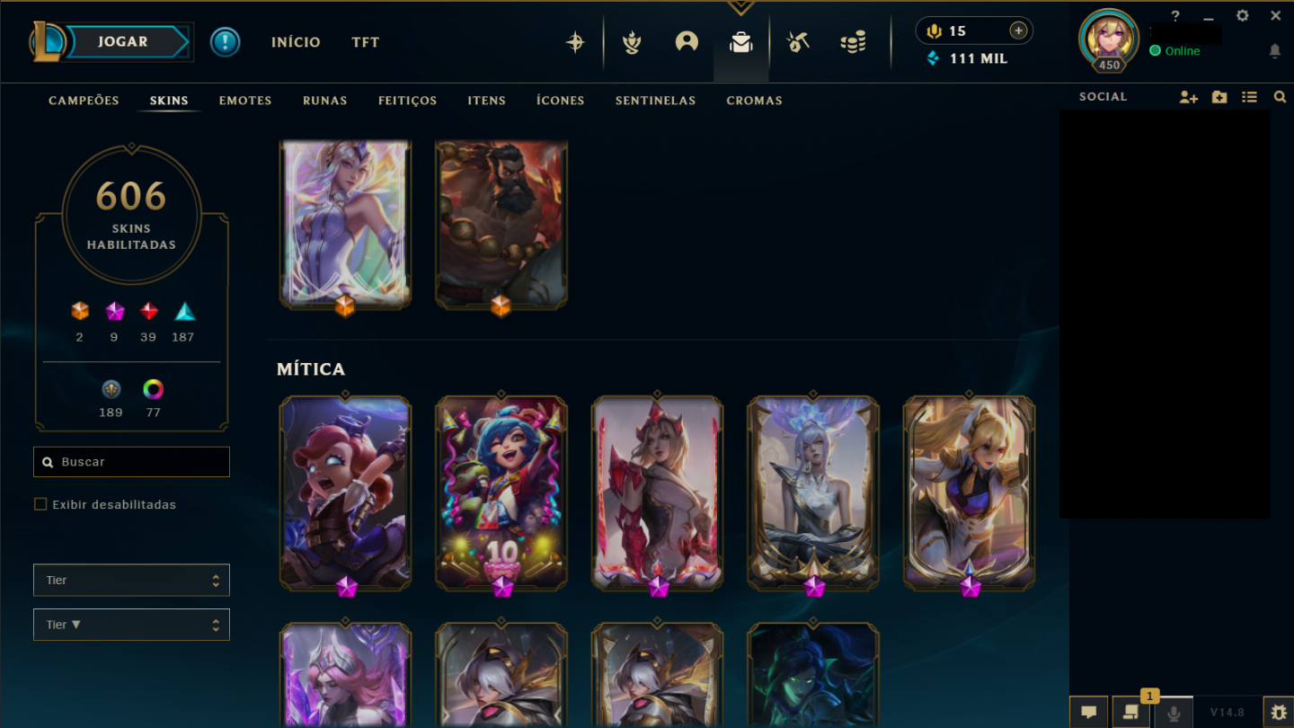 Conta LOL 606 Skins desde S2