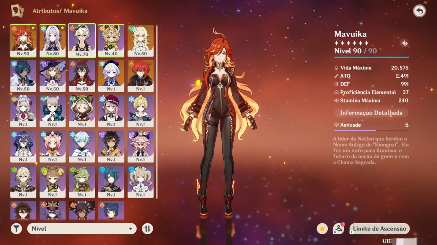 Conta com Mavuika c2r3 e Citlali c0r1 + 4 estrelas - Genshin Impact