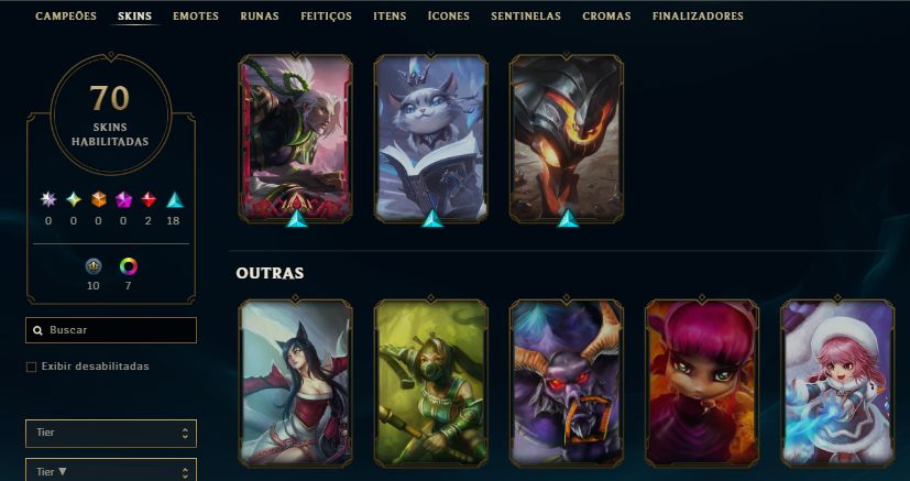 CONTA GOLD 3 / 35 SKINS / KAYN ODISSEIA / YASUO TINTA SOMBRIA COM MOLDURA