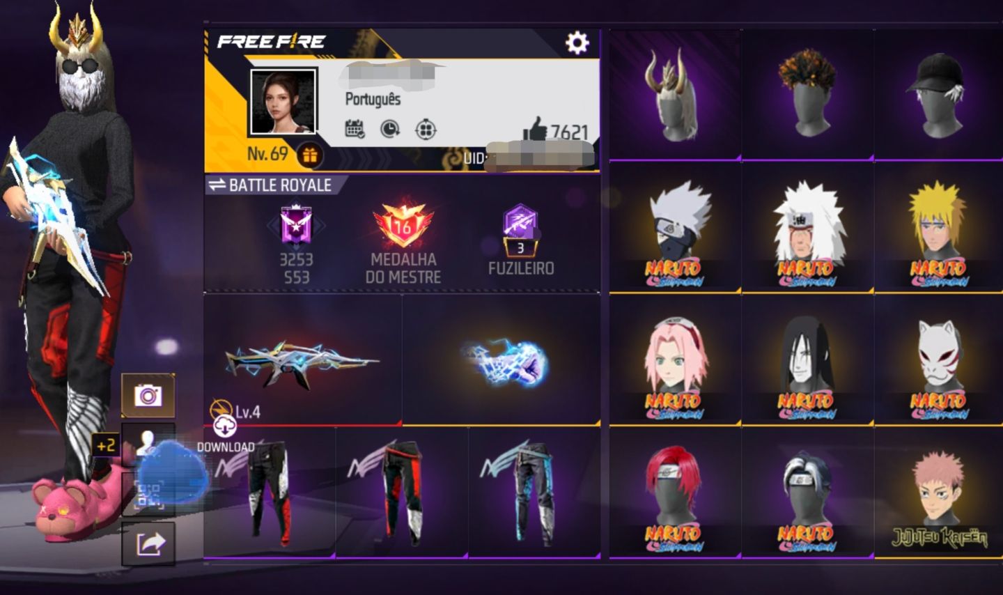CONTA DE FREE FIRE COM LUA SANGRENTA DOURADA