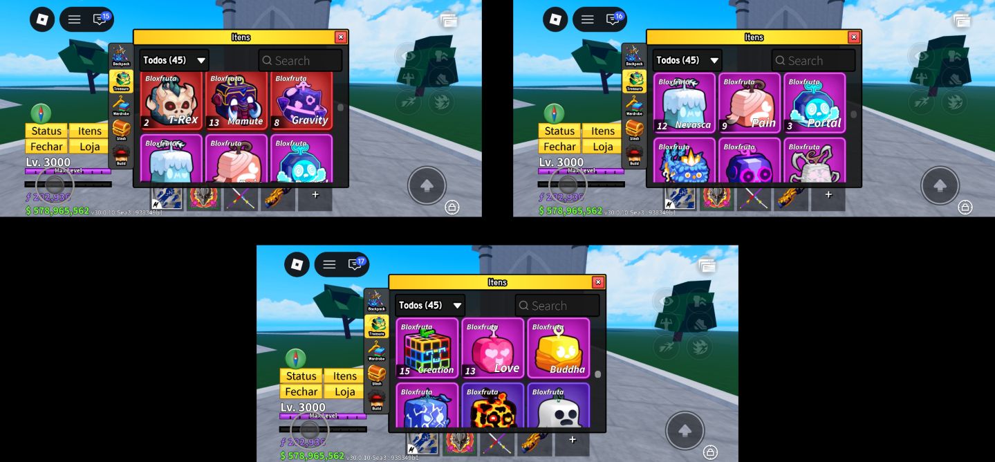 Conta Blox Fruits com 23 Perms, Todas Gamepasses, Todas V4 Full, 15 Storage