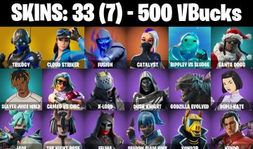 CONTA FORTNITE COM 33 SKINS TRILOGY/CLOUD STRIKER/CATALYST/KENDO/NYANJA/DAIGO