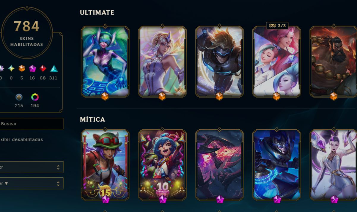 CONTA LOL 784 SKINS