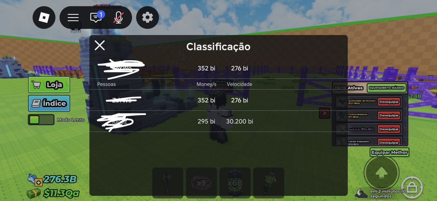 Conta roube um ovo money 352B/s speed 520B 901 robux