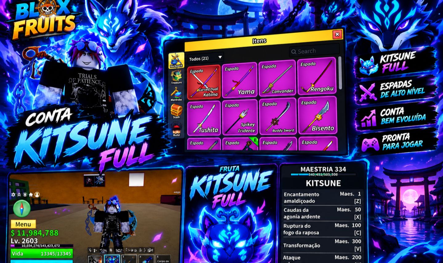 CONTA BLOX FRUITS | KITSUNE FULL LVL 2603 | YAMA + TUSHITA + CDK