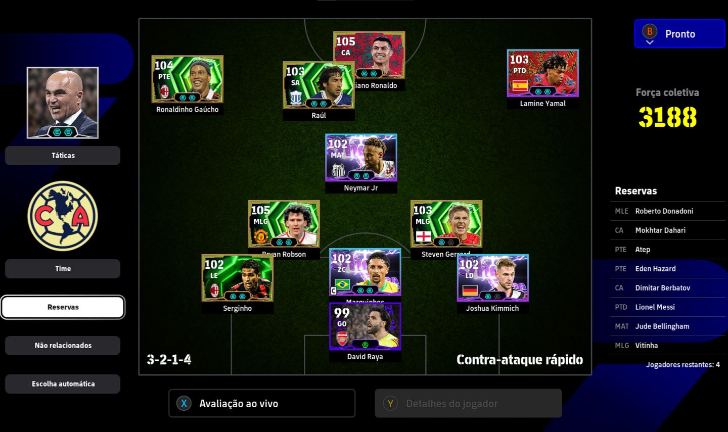 Conta eFootball Steam Ronaldinho 104 + Cristiano Ronaldo 105