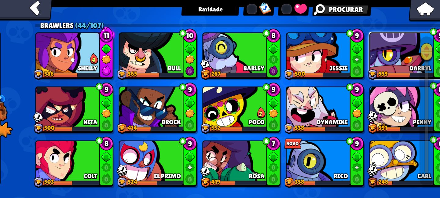 CONTA BRAWL STARS COM SHELLY ESTELAR+CLASH ROYALE