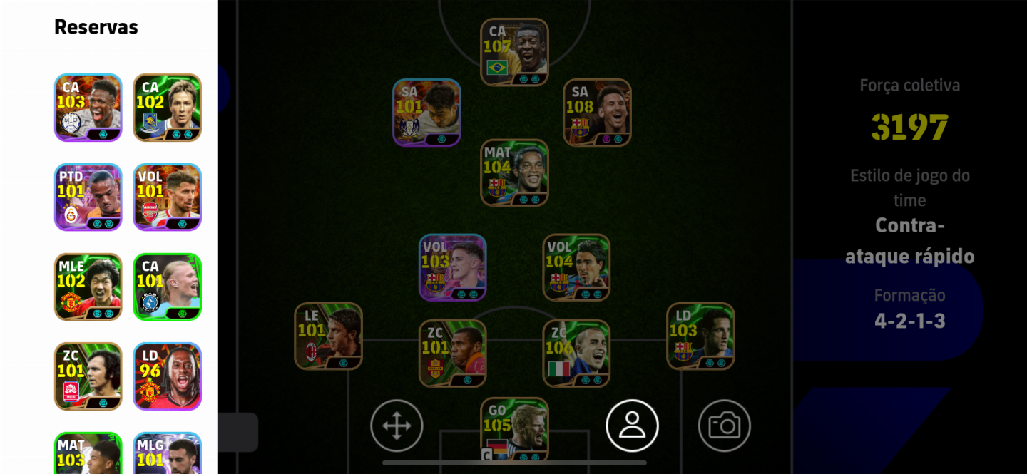 Conta efootbal mobile força do time 3.212