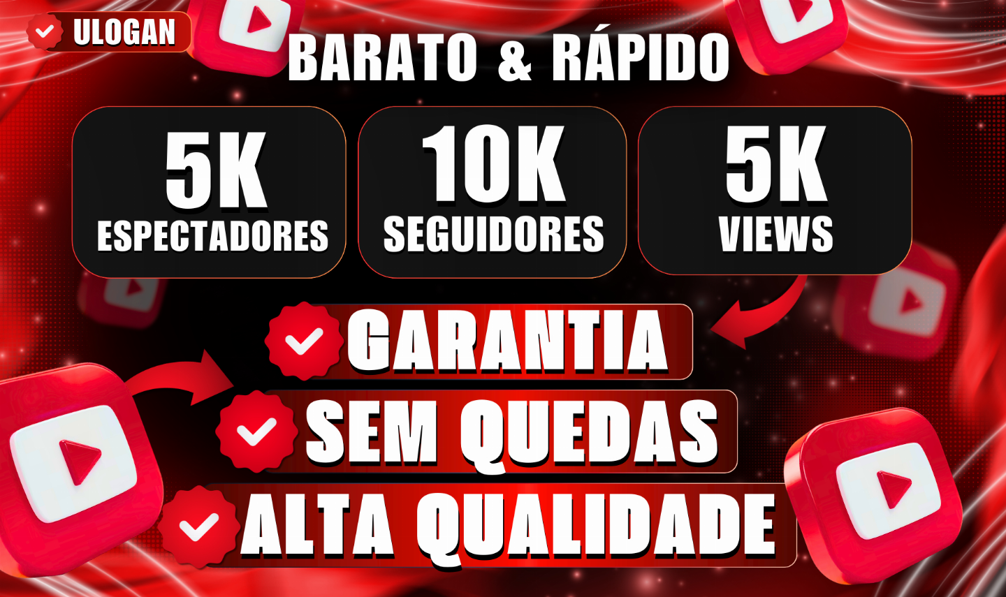 [ 80% OFF ] YOUTUBE INSCRITOS - ESPECTADORES - LIVE E VIEWS ( MENOR PREÇO )