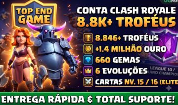CONTA CLASH ROYALE 8.8K DE TROFÉUS, 1.4 MILHÕES DE OURO E 660 GEMAS.