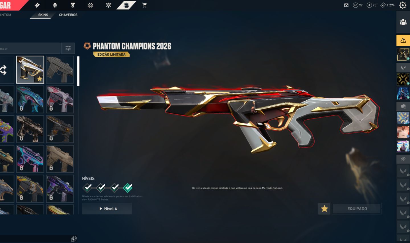 Conta Valorant com Phantom Champions 2026 e Vandall zerofang
