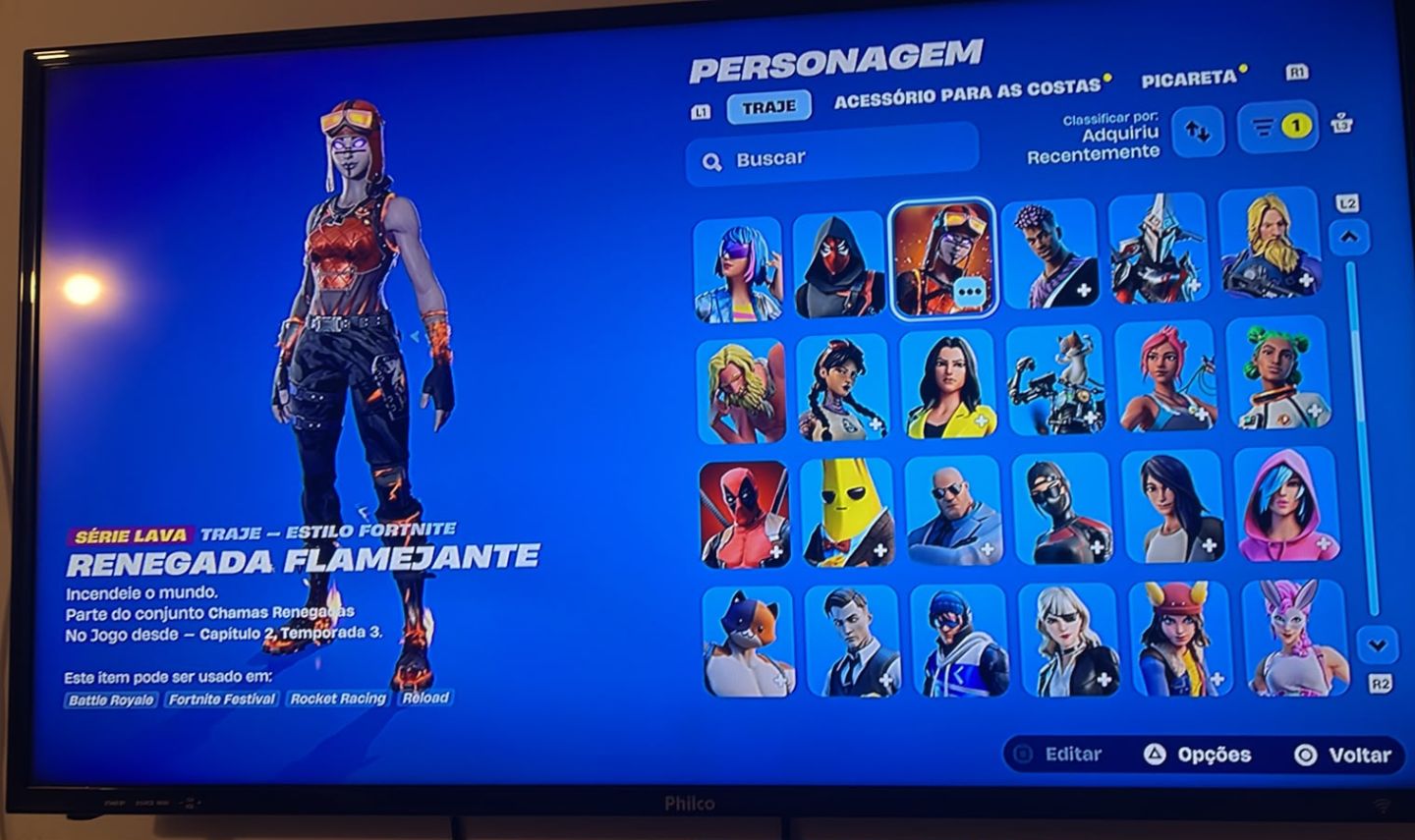 Conta fortnite com salve o mundo antigo ,rara com mais de 100 skins 2000 gastos
