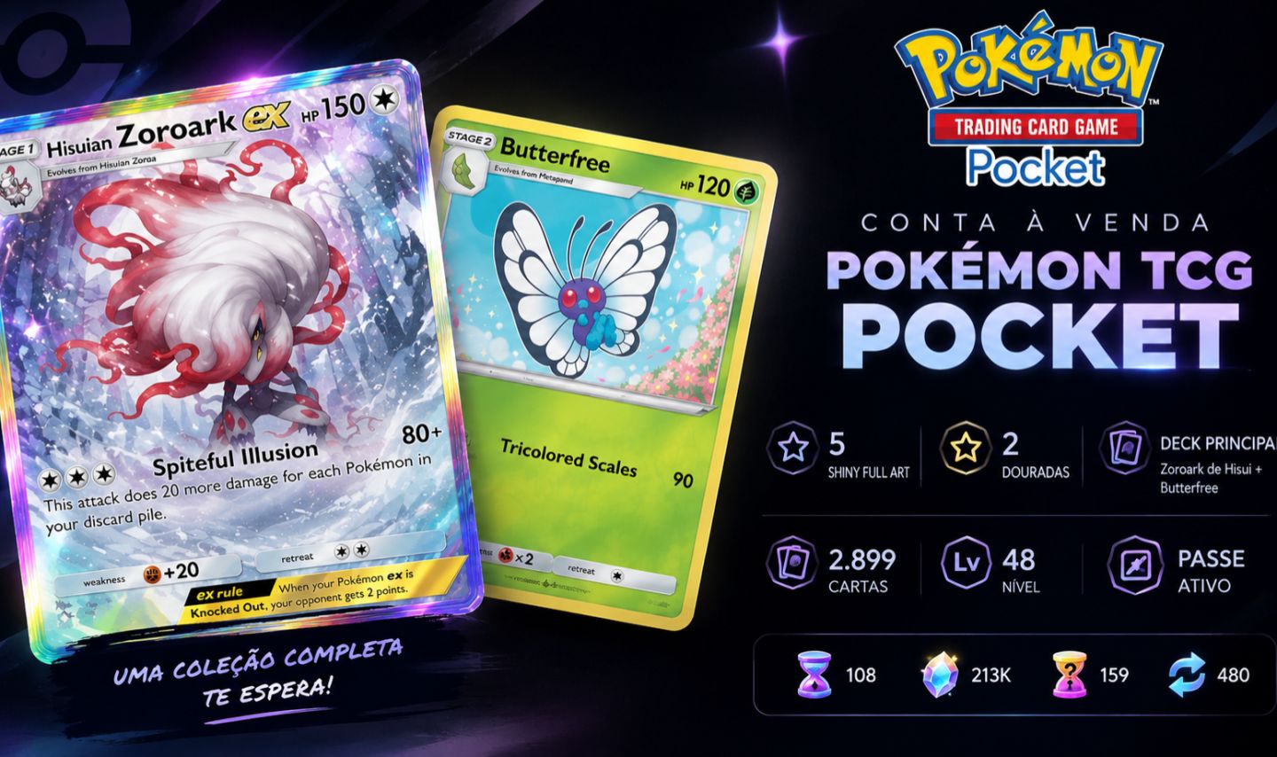 Conta Pokémon TCG Pocket - Deck principal Zoroak+Butterfree