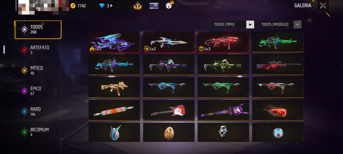 Conta de Free Fire antiga e gemada