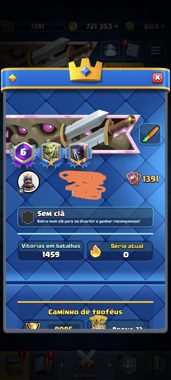 Conta Clash Royale, 4 Evos e 2 herói