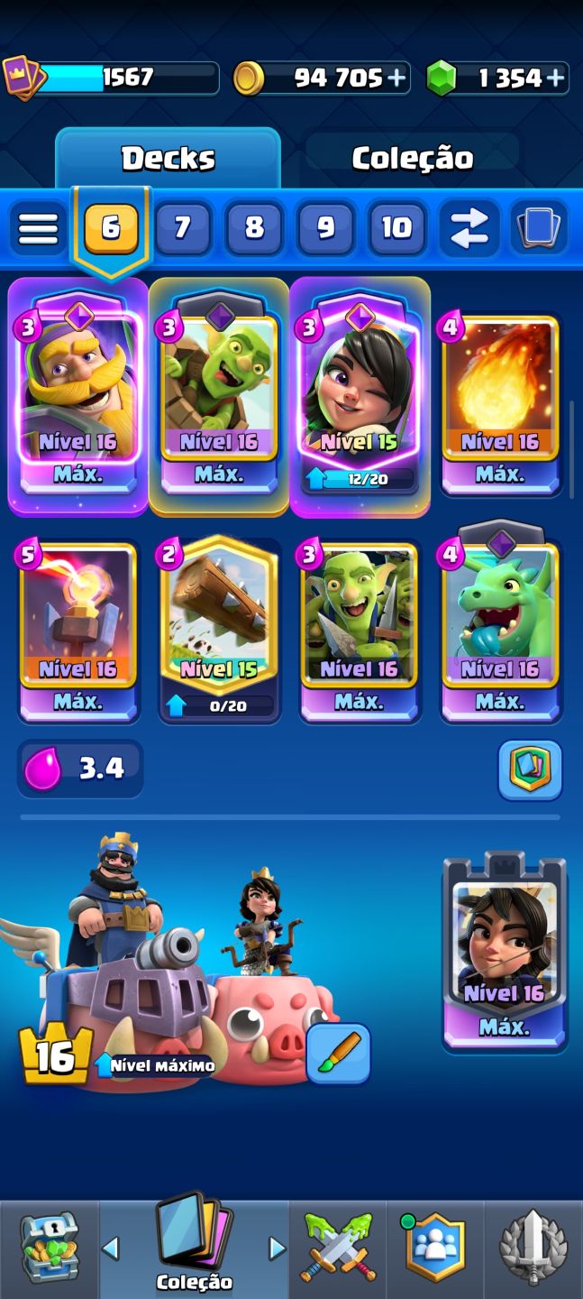 Clash Royale Arena 30 | 12.651 Troféus | Rei Nv.16 | 9 Anos de conta