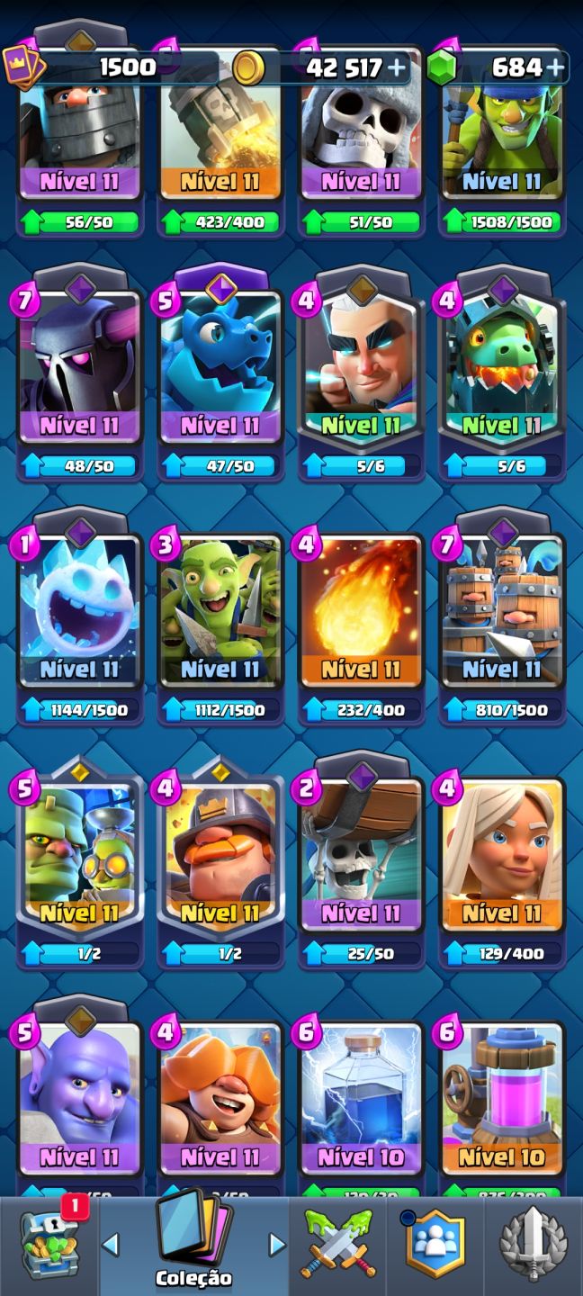Conta de clash royale top 9533 Troféus 123/124 cards