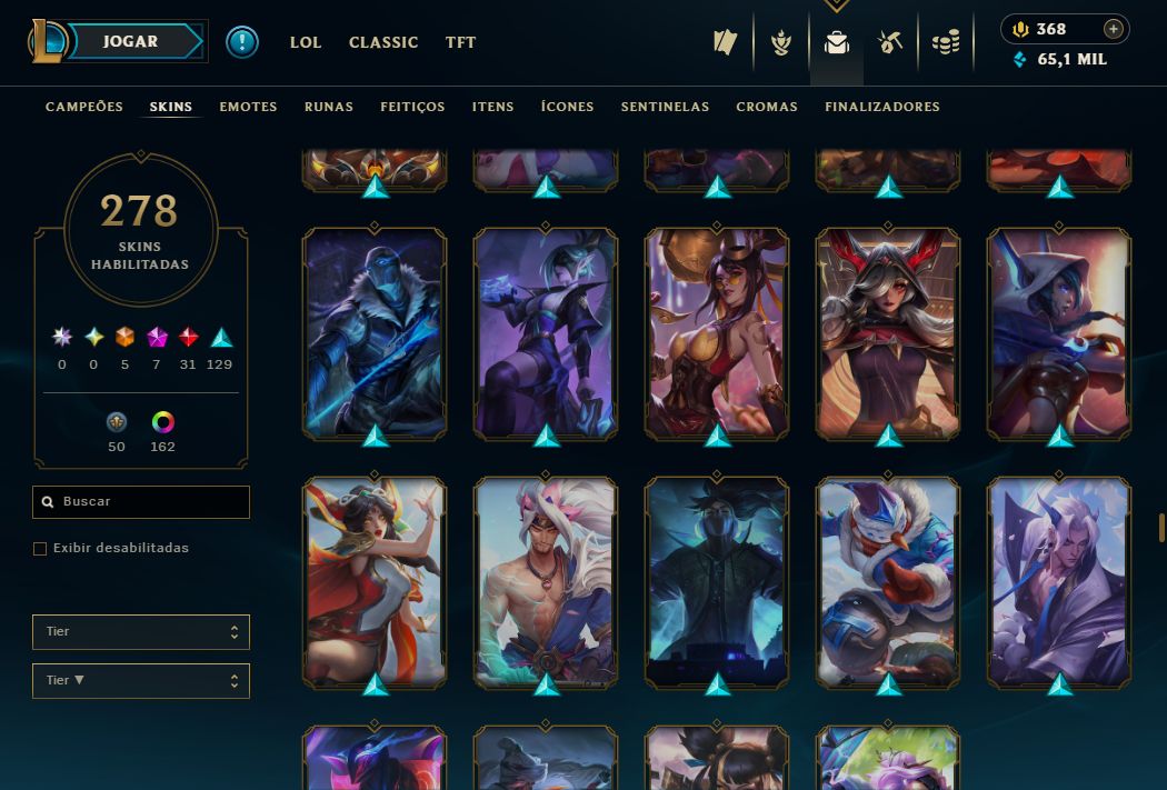 CONTA LOL: NÍVEL 773 | 278 SKINS | 5 ULTIMATE | 7 MÍTICAS | 31 LENDÁRIAS
