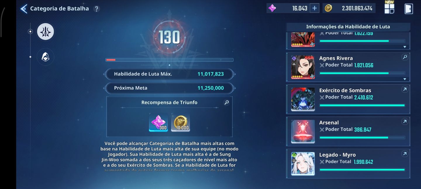 Conta Solo Leveling Arise END GAME 11MM de Poder