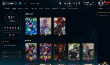 Conta de lol full acesso 234 skins, MMR Plat/Gold, full champions 1200$ gastos