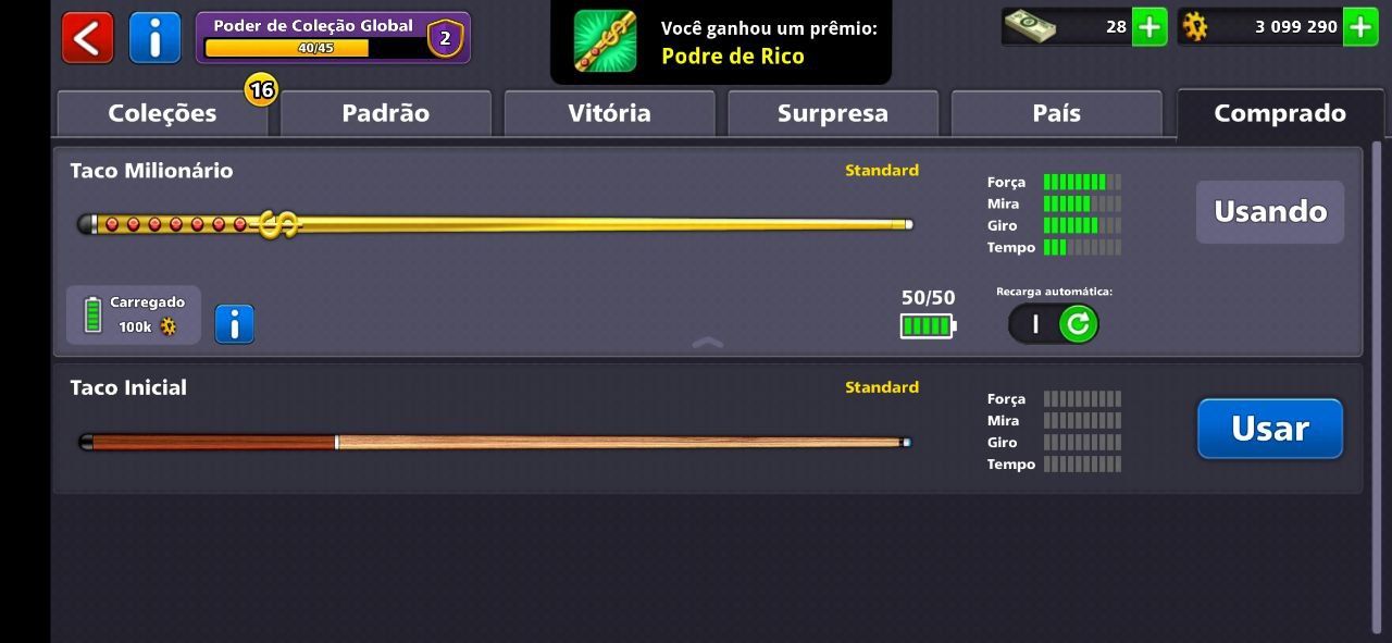 [MENOR PREÇO] - CONTAS 8 BALL POOL COM FICHAS/TACO/CASH - [ENTREGA AUTOMÁTICA]