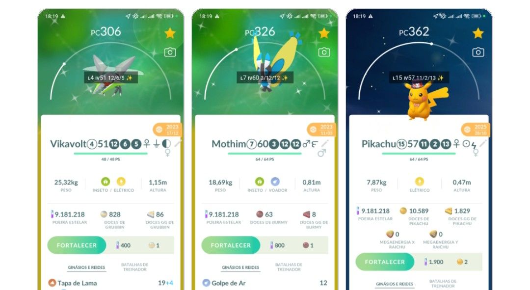 CONTA POKÉMON GO NV 72, 18 LENDÁRIOS SHINYS, 03 RAYQUAZA SHINYS,PIKACHU LIBRE