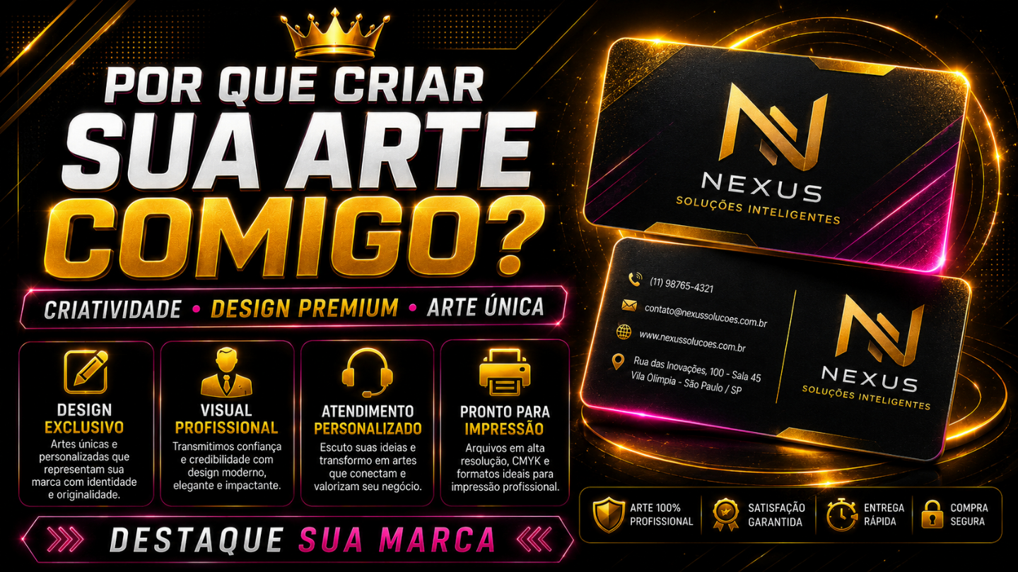 Criação de Arte para Cartão de Visita Premium Frente e Verso | Design Exclusivo