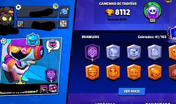 CONTA BRAWL STARS - MAIN SHADE - 5 HIPERCARGAS - 8K TROFÉUS
