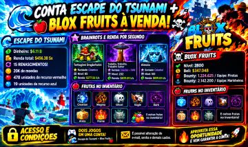 (PROMO) CONTA BLOX FRUITS + ESCAPE DO TSUNAMI À VENDA!
