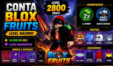 Conta de Blox Fruits level máximo com tiger