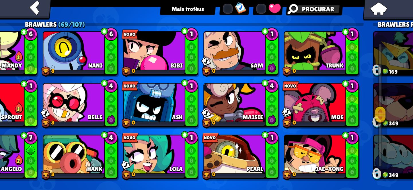 CONTA BRAWL STARS 69/109 BRAWLERS PRATICAMENTE TODAS AS SKINS FULL ACESSO