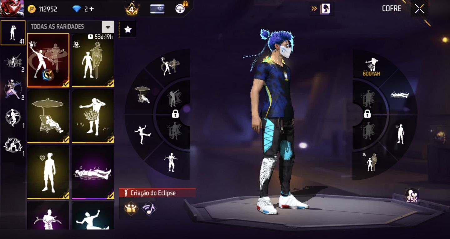 Conta com Eclipse solar, calça Angelical azul e Dunk Master