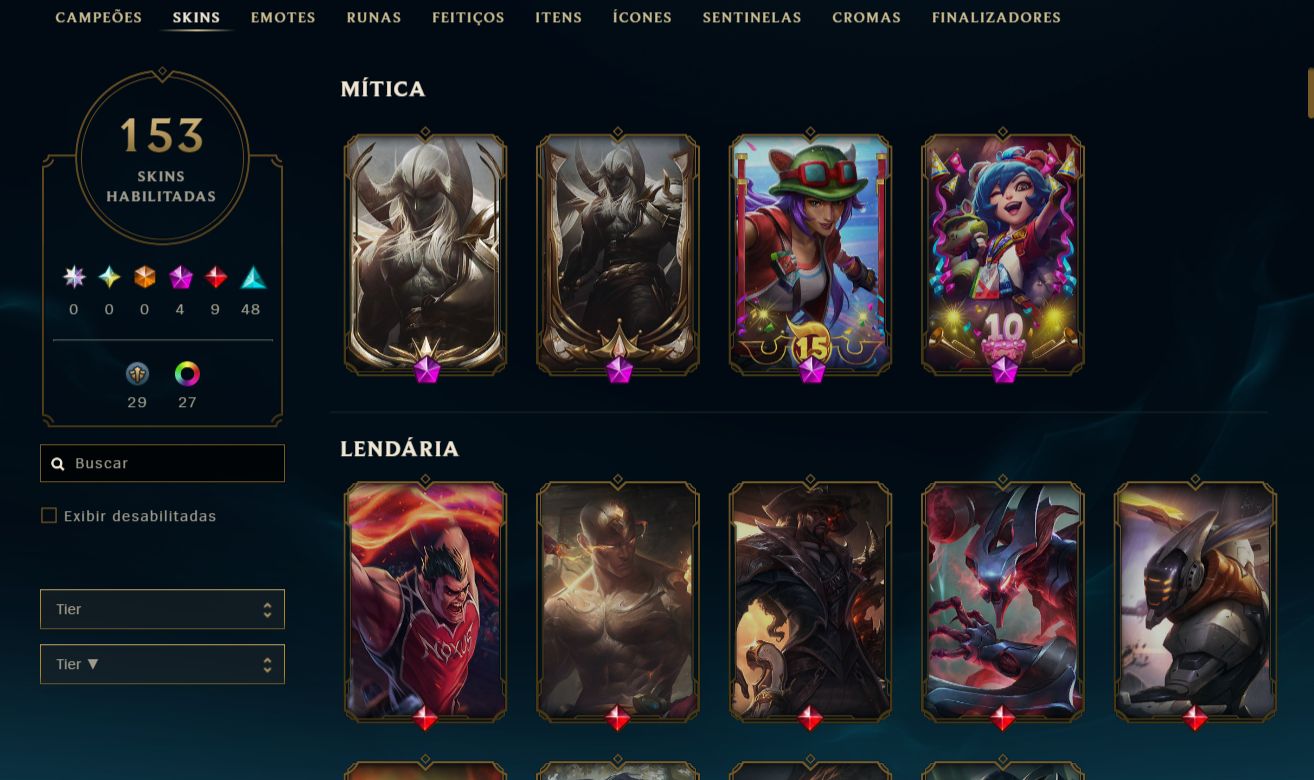 CONTA LOL BR 153 SKINS | LVL 347