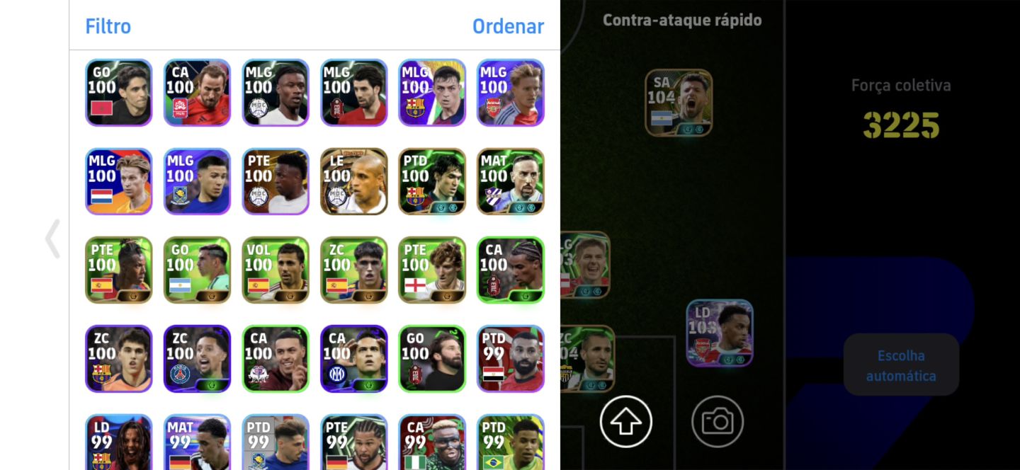 Conta braba de Efootball com 3229 de força.