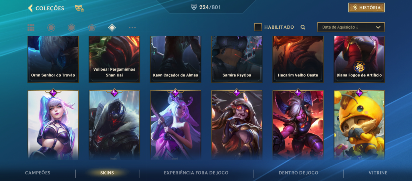 CONTA WILD RIFT +PC 4K GASTO 239 SKINS, 30LENDÁRIAS, 129 ÉPICAS 44k COLECIONADOR