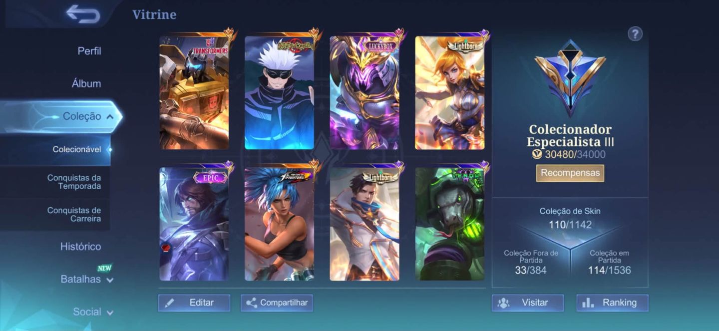 Conta MBL pronta pra jogar com skin gojo do Xavier