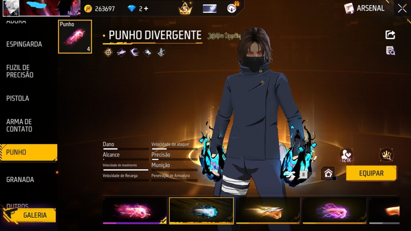 Conta de Free fire Gemada Rara com ump Roxa e XM8 ROXA