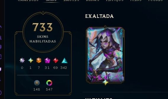 Conta legais of legends cheia de skin oportunidade Level 1138