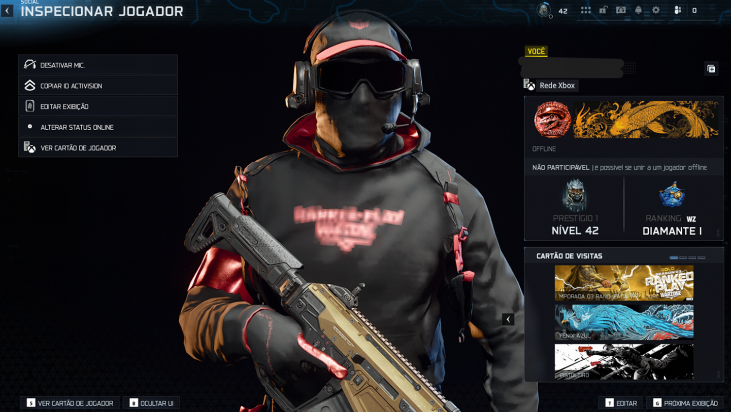 CONTAS WARZONE - CONTA BO7 NIVEL 55 E CAMUFLAGEM - RANKED - FULL ACESSO