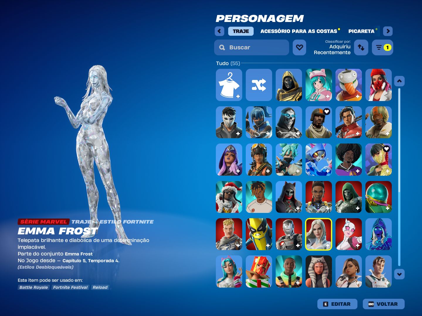 Conta de Fortnite rara e clean com picareta da alerquina.