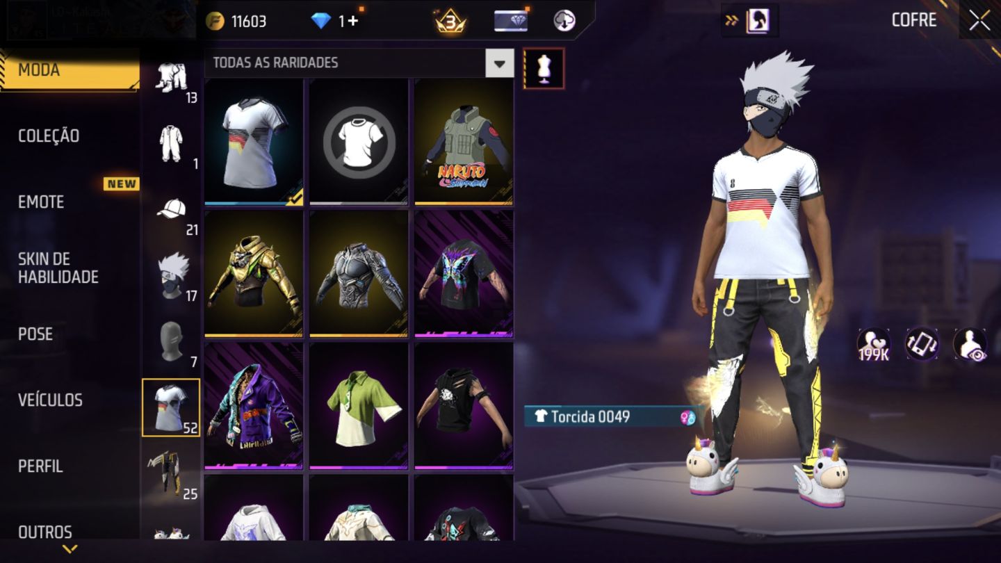 Conta de Free Fire com angelical amarela e entrada do gojo (exclusiva)