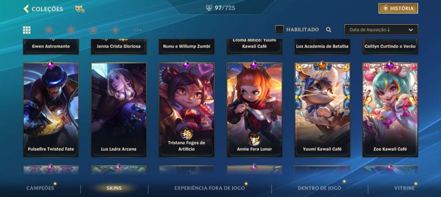 Conta wild rift com quase 100 skins