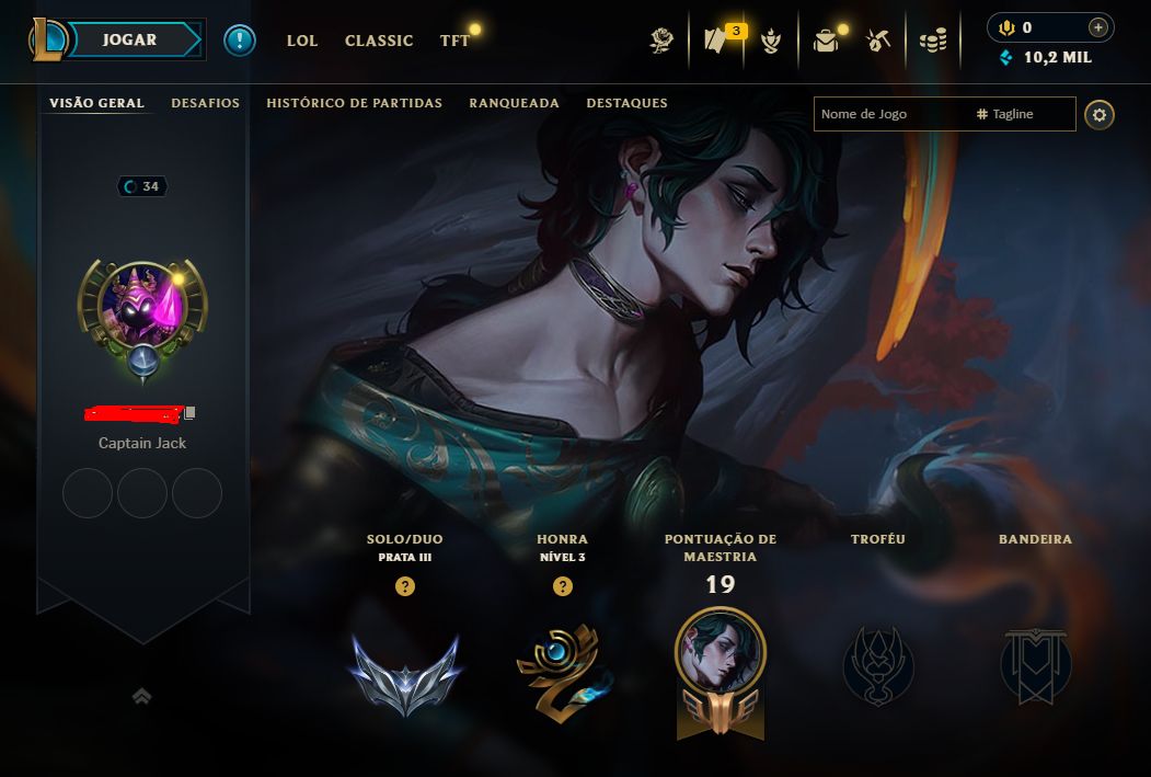 Conta lol lvl 34 prata 3 mmr alto
