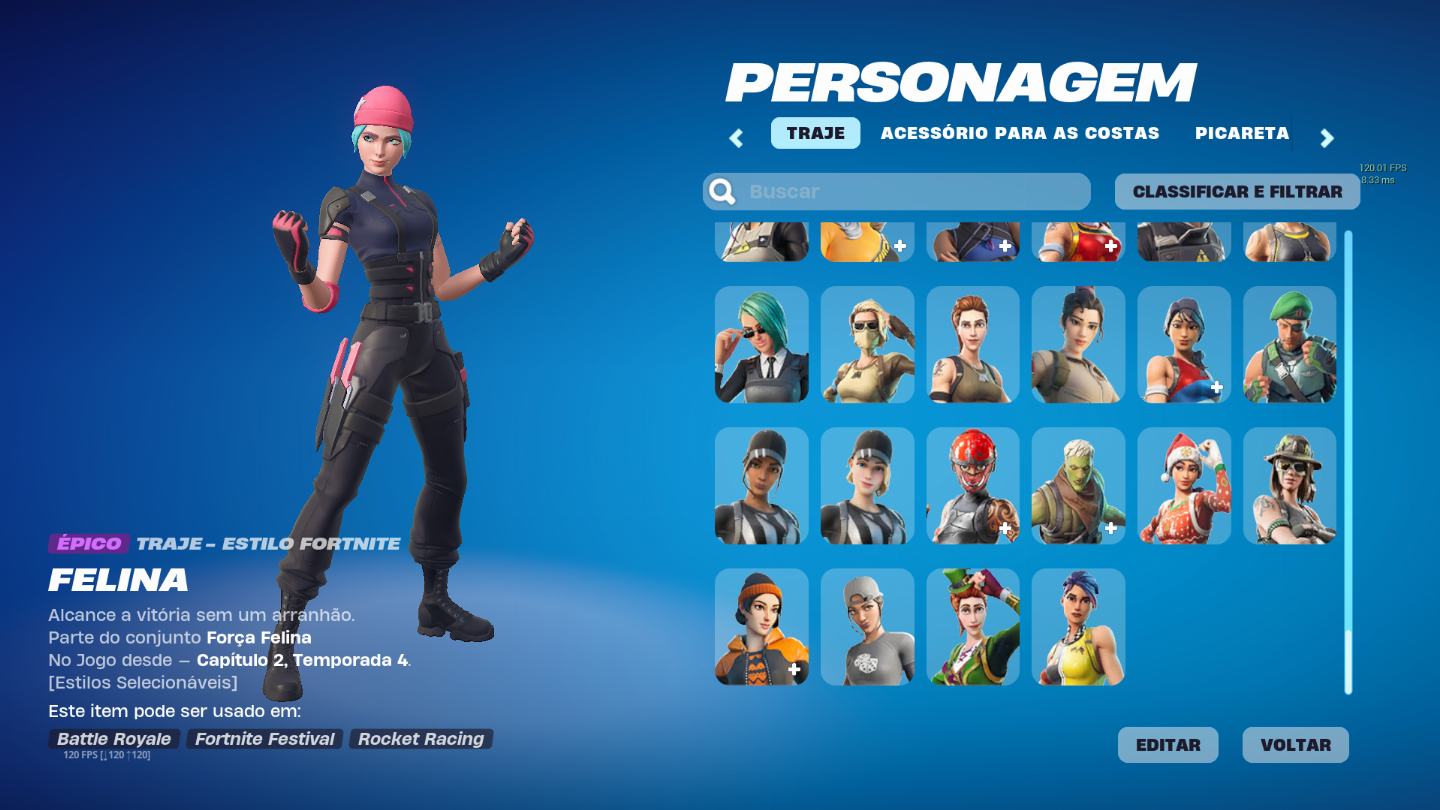 Conta Fortnite, Season 4 full +, 223 skins, Wildcat, Glow, Minty, Skin INTEL+ +